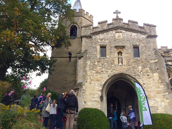 abseiling church tower